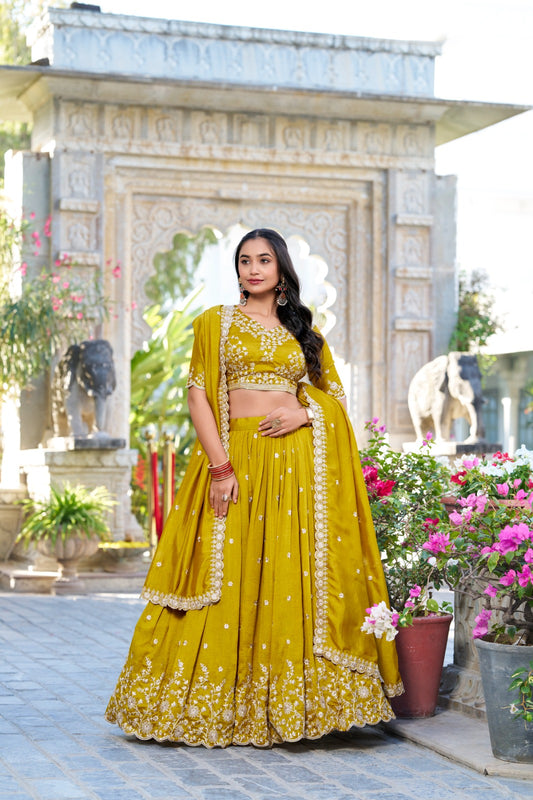 Vichitra Silk with Sequins & Thread Embroidered Work Lehenga
