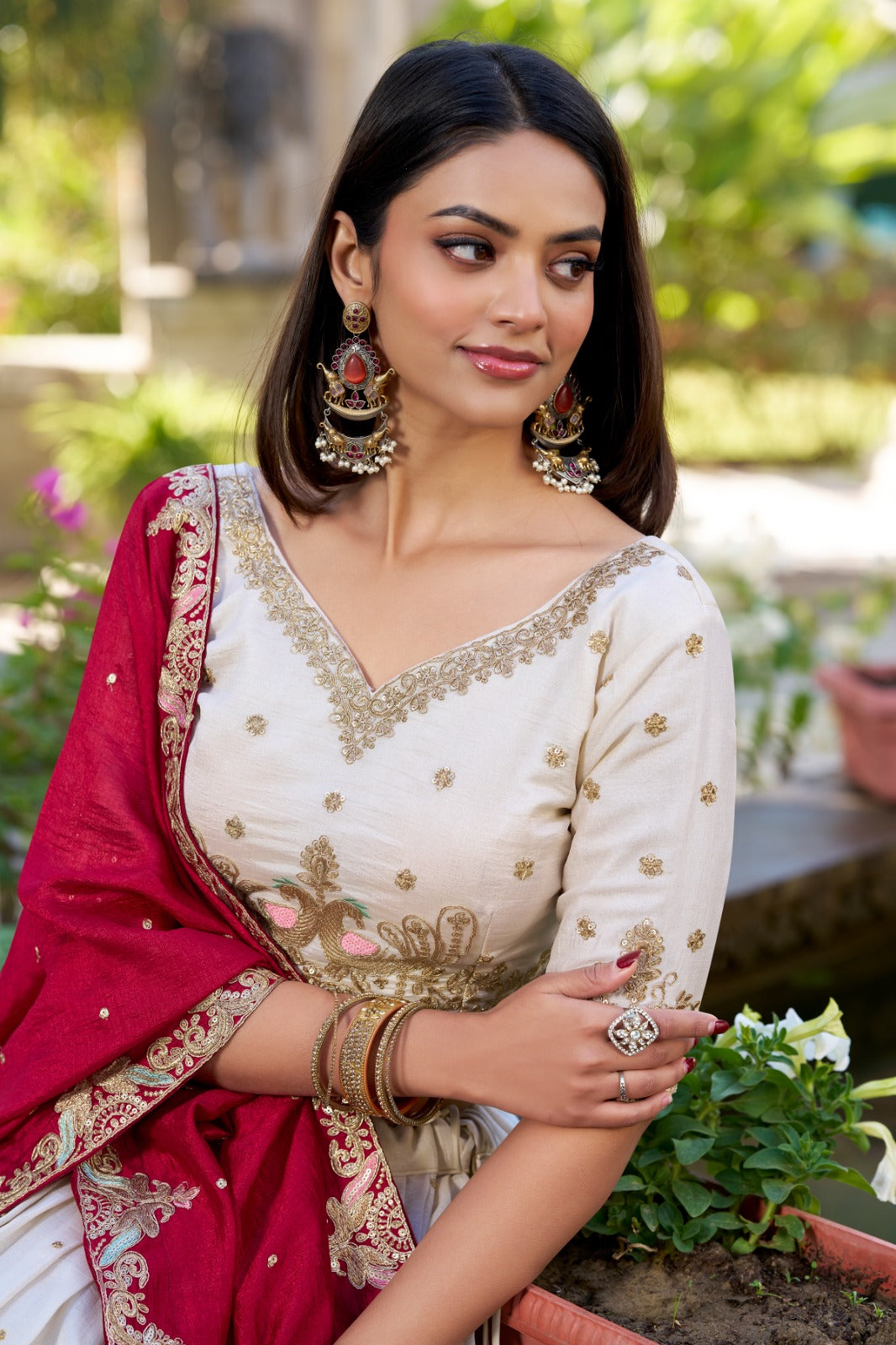 Vichitra Silk with Sequins & Thread Embroidered Work Lehenga