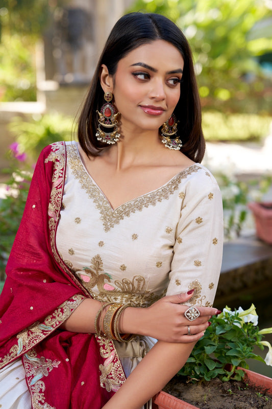 Vichitra Silk with Sequins & Thread Embroidered Work Lehenga
