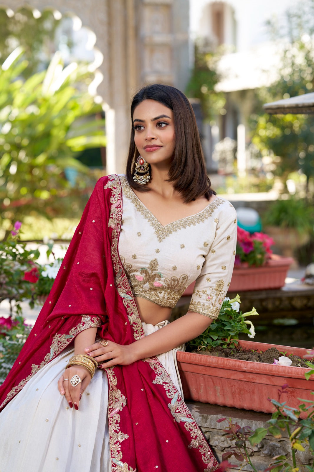Vichitra Silk with Sequins & Thread Embroidered Work Lehenga