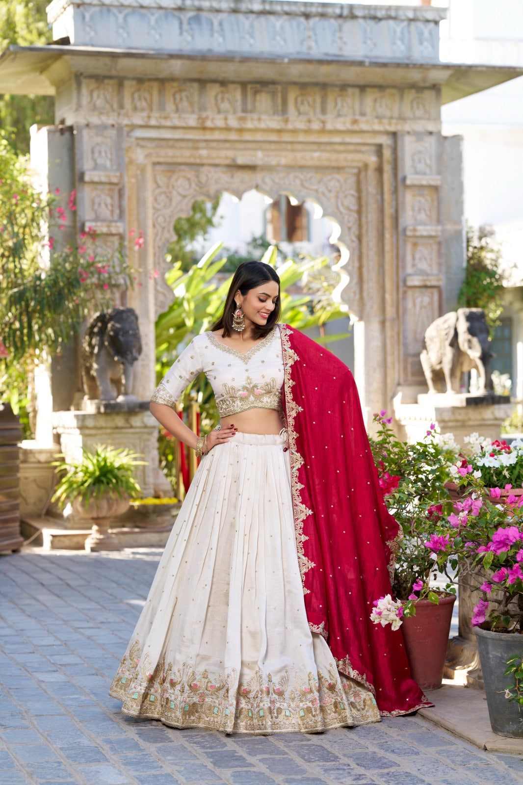 Vichitra Silk with Sequins & Thread Embroidered Work Lehenga