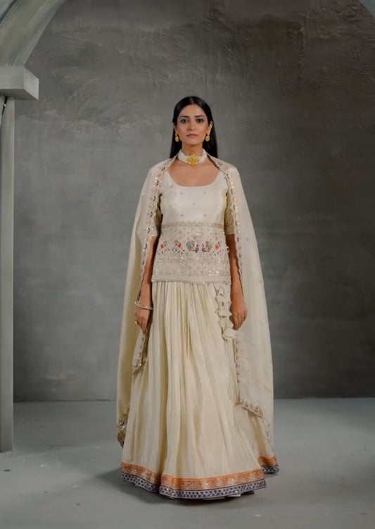 Chinon Fabric with Thread & Sequins Embroidered Work