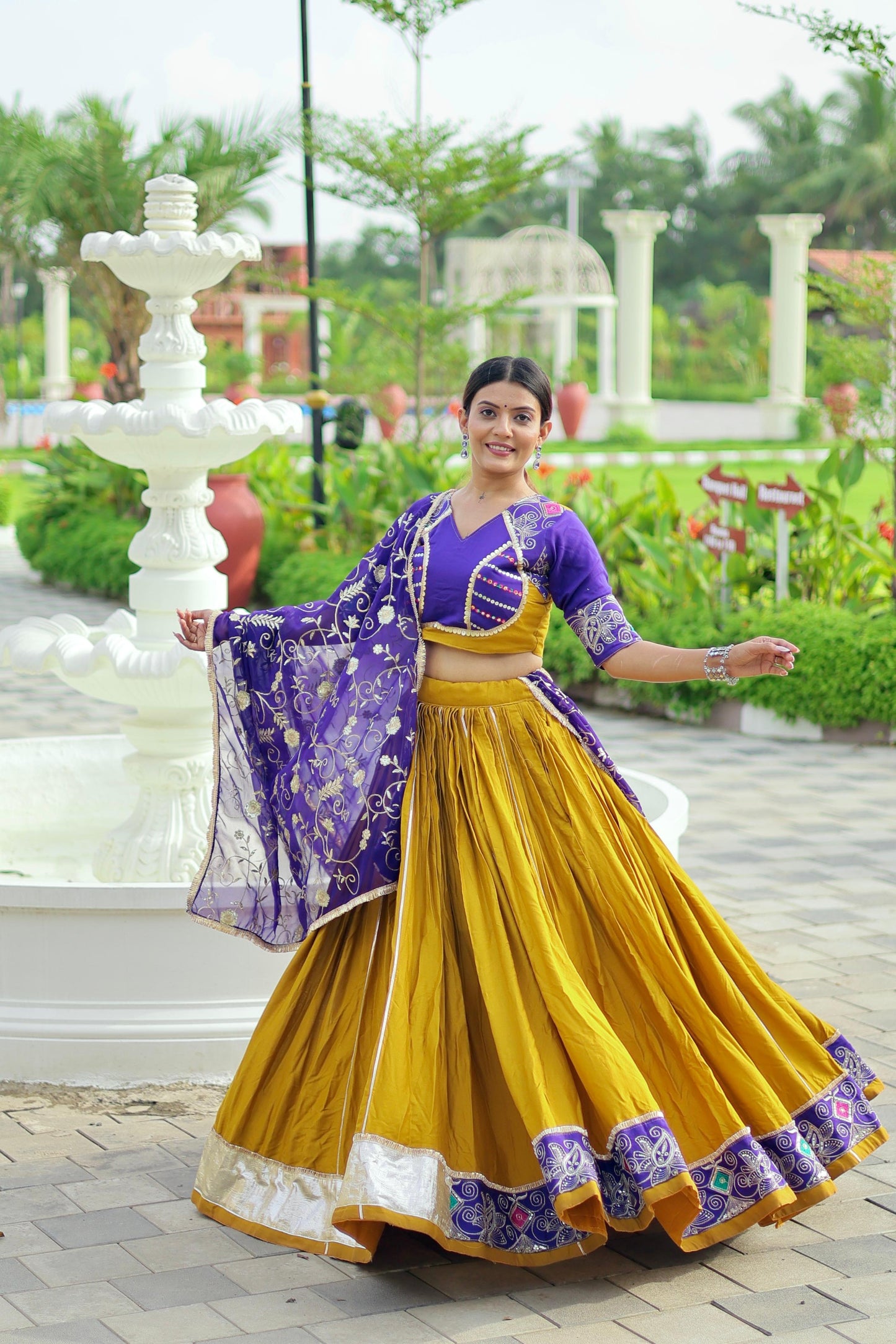 Pure Cotton with Lace & Heavy Thread Embroidered Lehenga and Faux Georgette with Lace Work Dupatta
