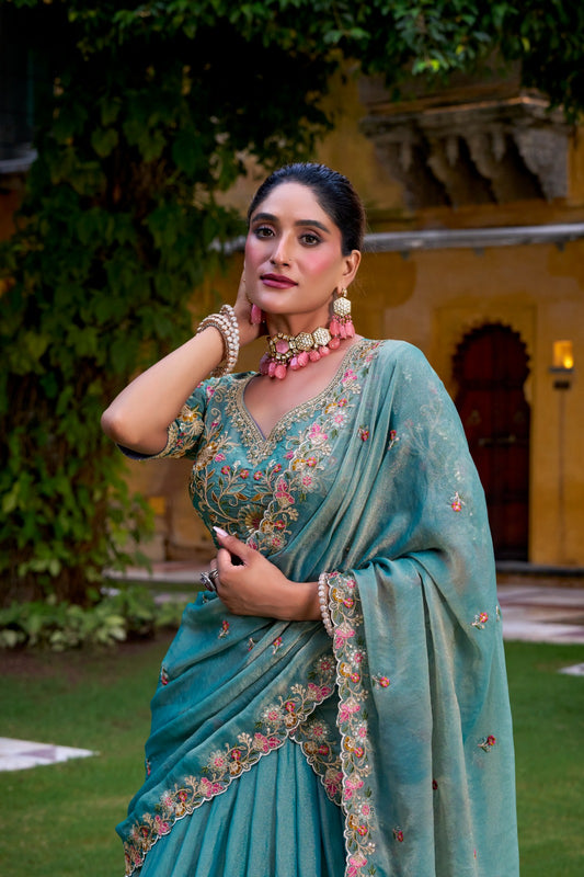 Pure Crunchy Fabric with Cording & Sequins Embroidered Lehenga