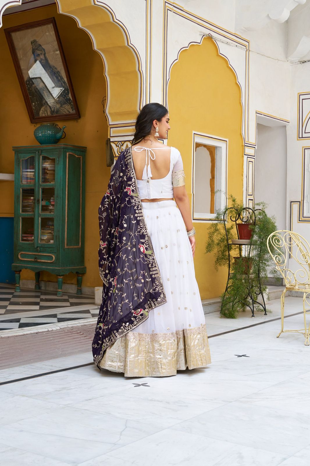 Pure Crunchi fabric with Cording Sequins Embroidered  Lehenga