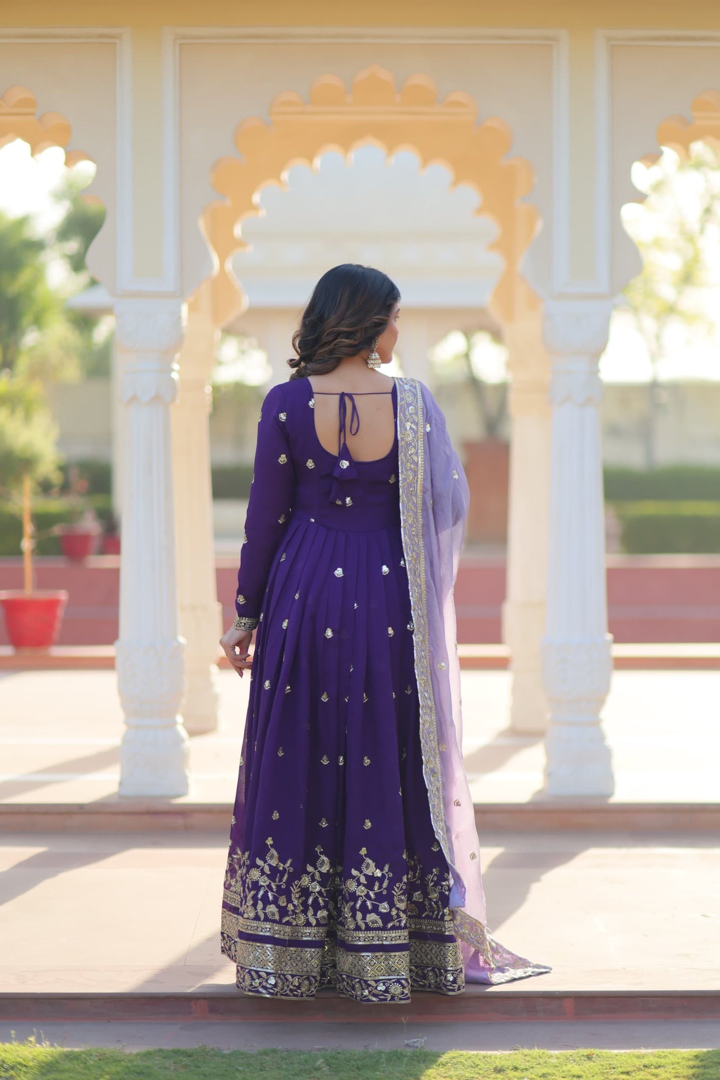 Star Georgette with Zari Sequins Embroidred Gown & Dupatta