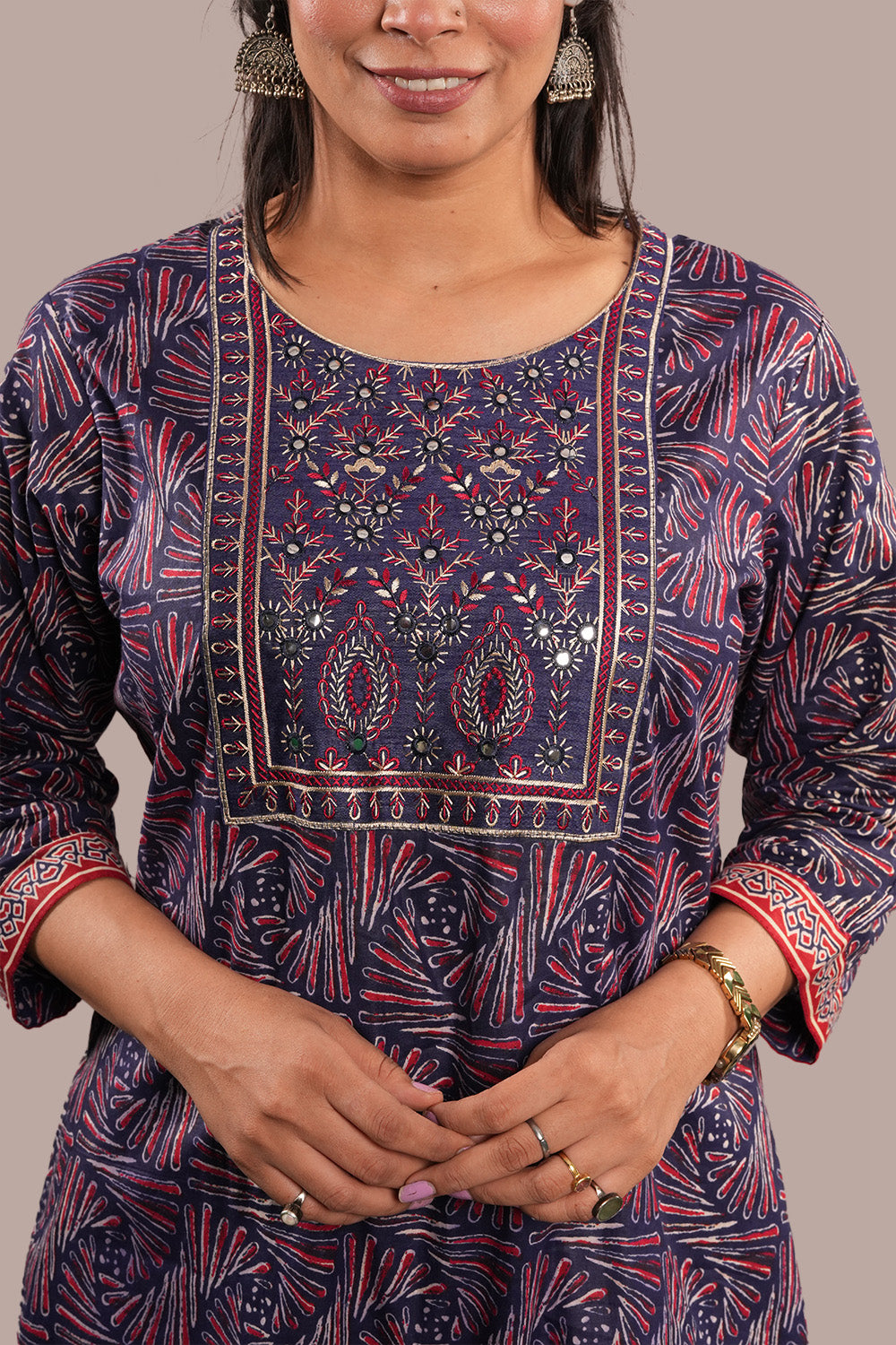 Combination of Phulkari, Ari, Kashida Embroidered Salwar Kameez & Dupatta