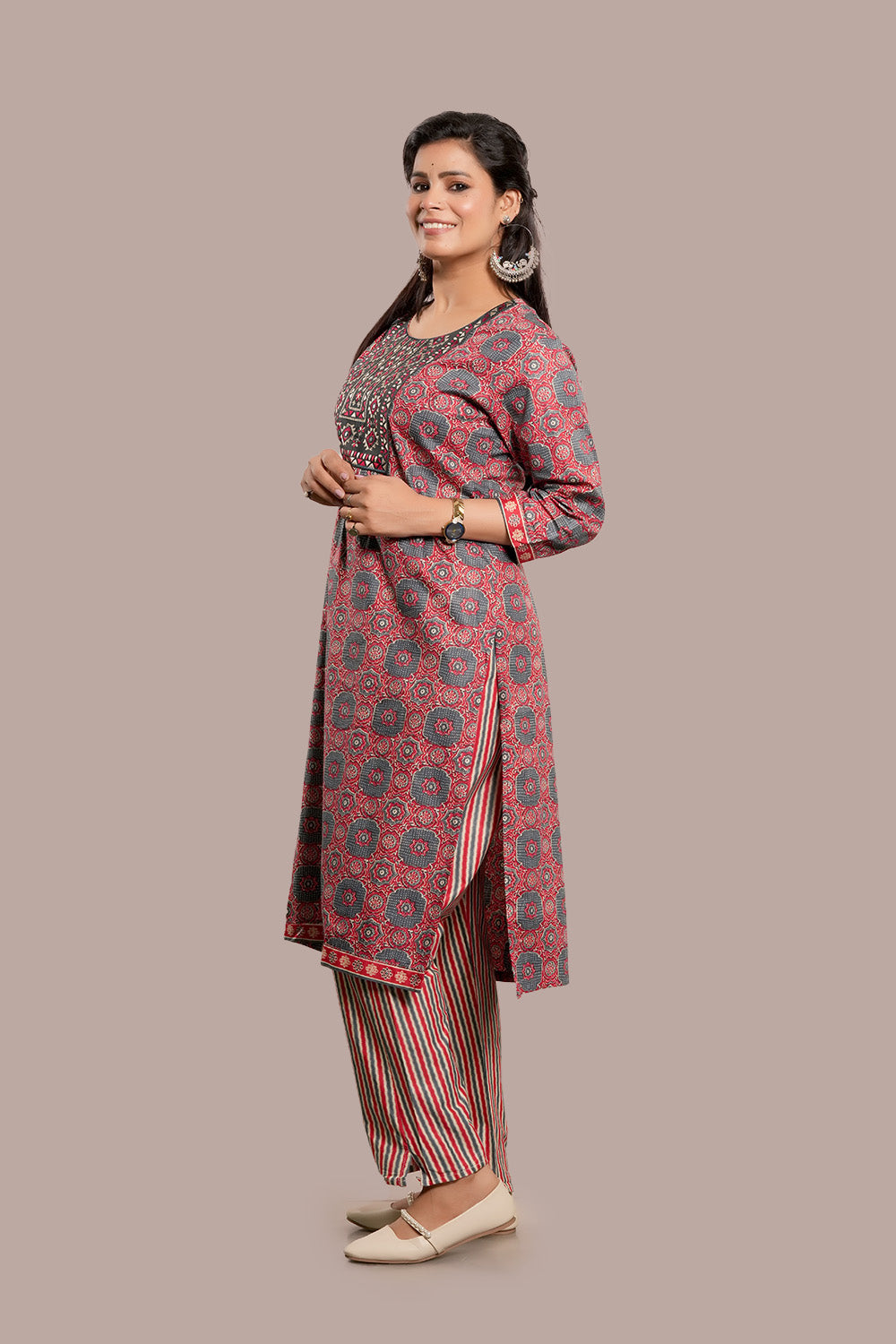 Floral Motifs & Banni Embroidered Work Salwar Kameez & Dupatta