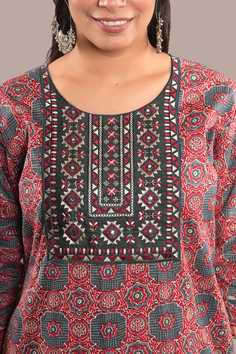 Floral Motifs & Banni Embroidered Work Salwar Kameez & Dupatta