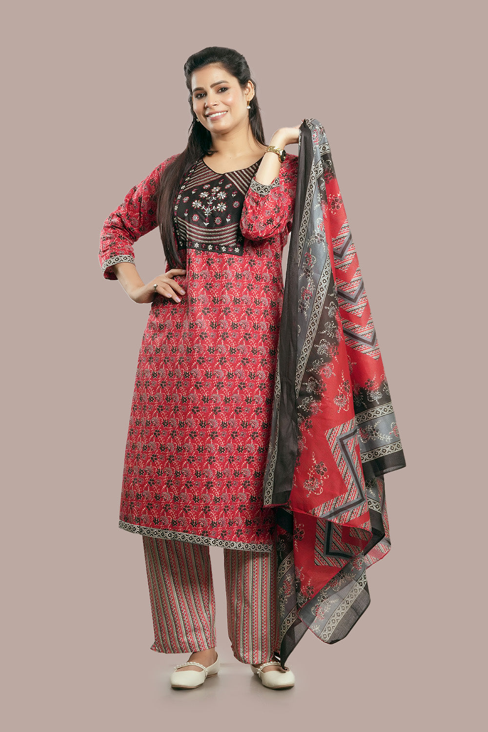 Combination of Arakh and Kutch Embroidered Salwar Kameez & Dupatta