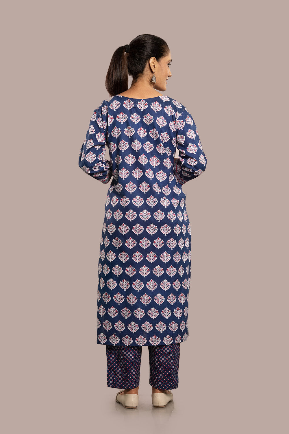 Lace Work Floral Block Printed Salwar Kameez & Dupatta