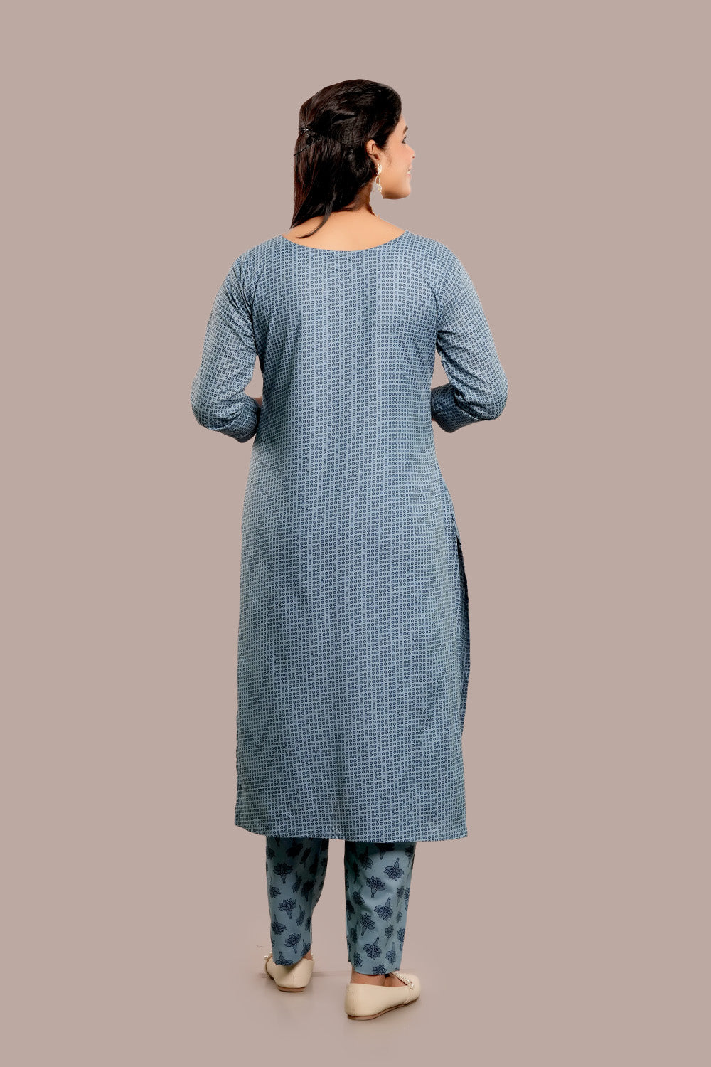 Lace Work Block Printed Salwar Kameez & Dupatta