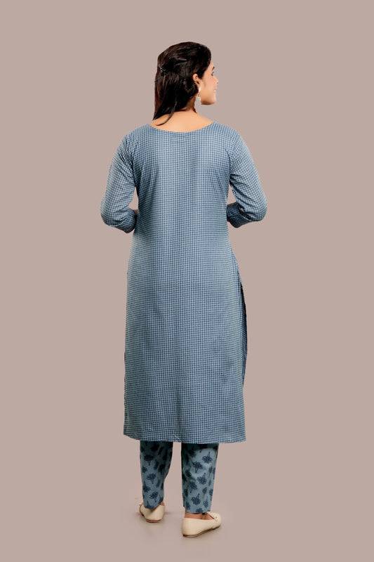Lace Work Block Printed Salwar Kameez & Dupatta