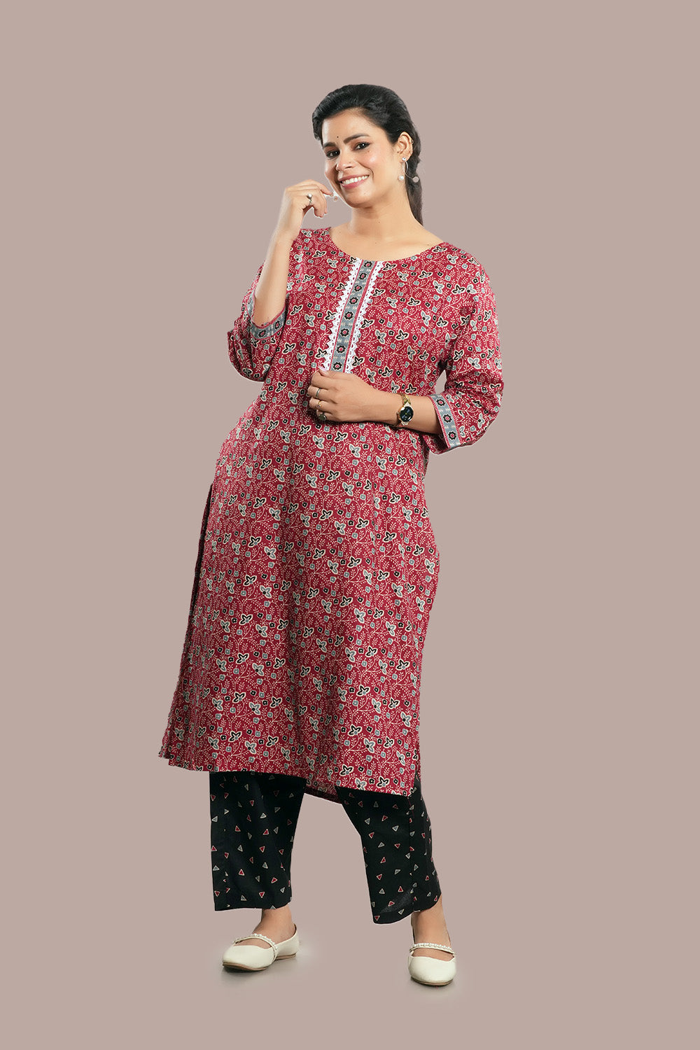 Lace Work Floral Printed Salwar Kameez & Dupatta
