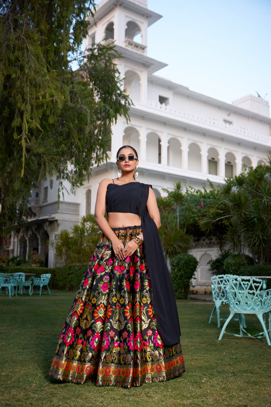 Banarasi Silk Zari Weaving Work Semi Stitched Lehenga with Dupatta