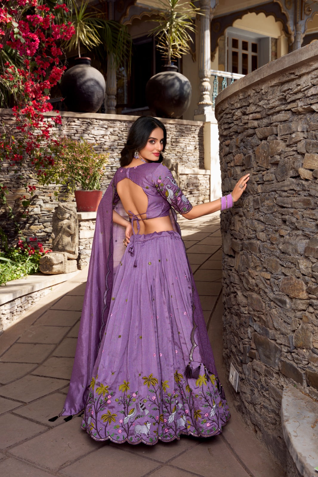 Vichitra Simmer sequins Embroidered Stitched Lehenga with Dupatta