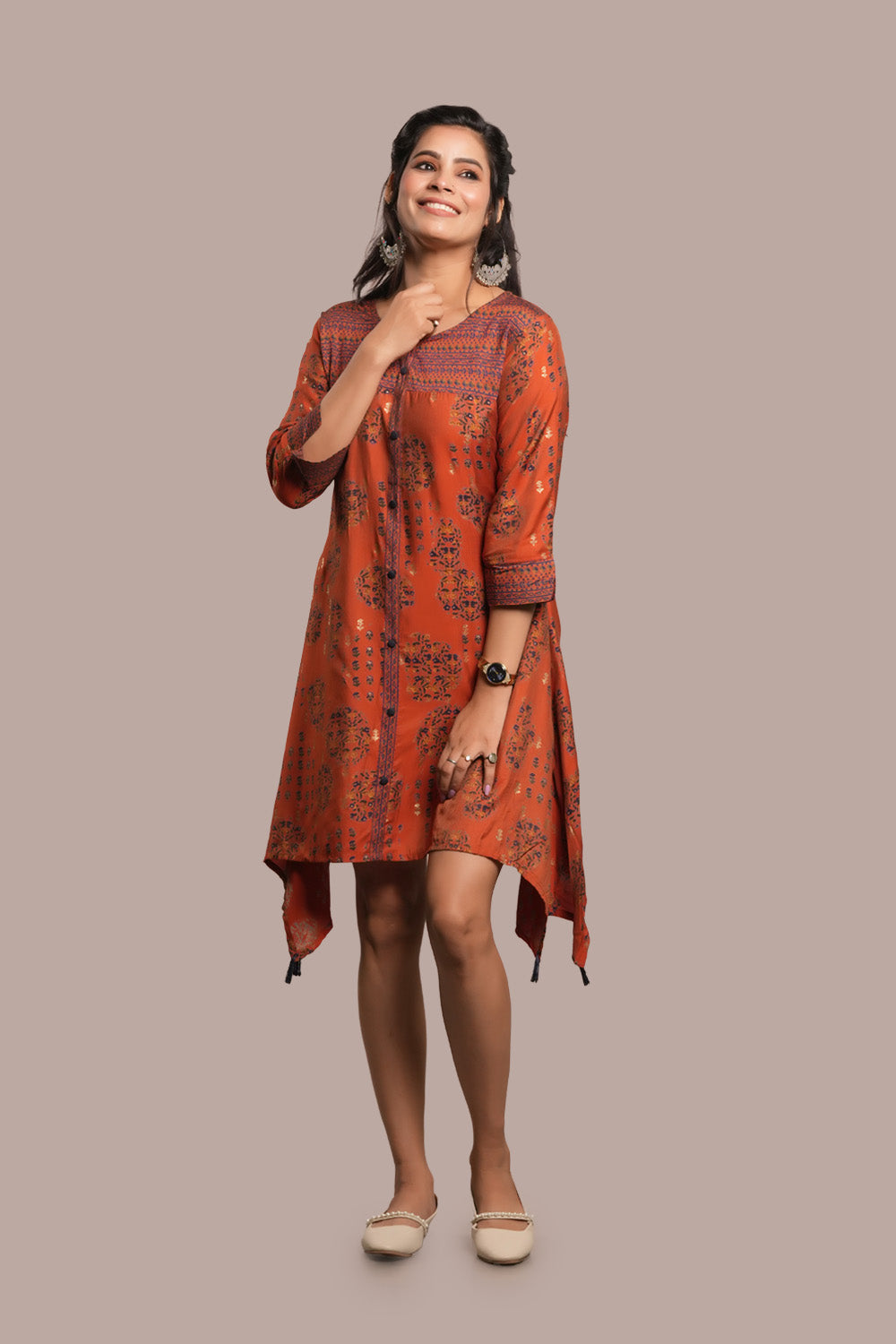 Floral Motif Assymetrical Printed Kurti