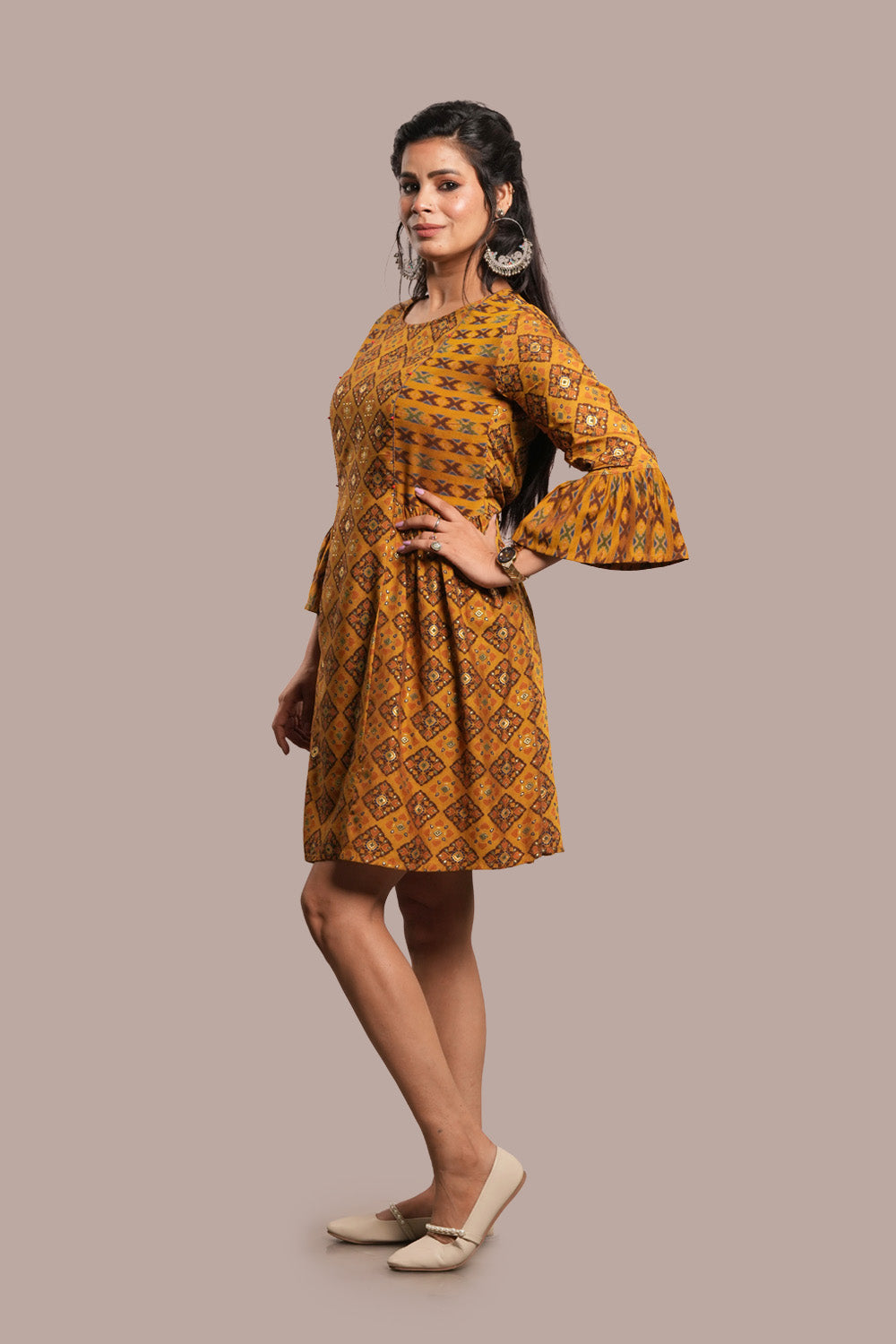 Geometri and Flora Motif Printed Kurti