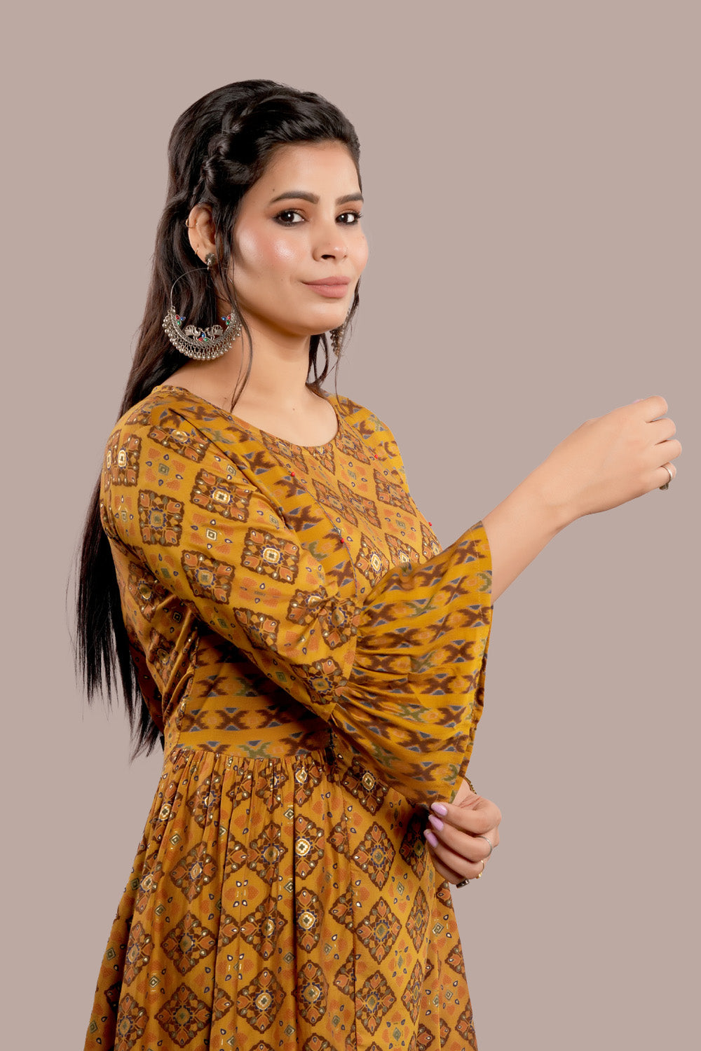 Geometri and Flora Motif Printed Kurti