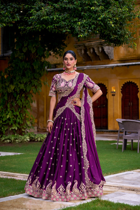 Rangoli Crush Thread and Sequins Embroidered Stitched Lehenga