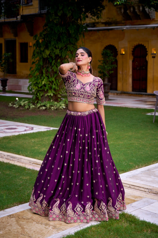 Rangoli Crush Thread and Sequins Embroidered Stitched Lehenga