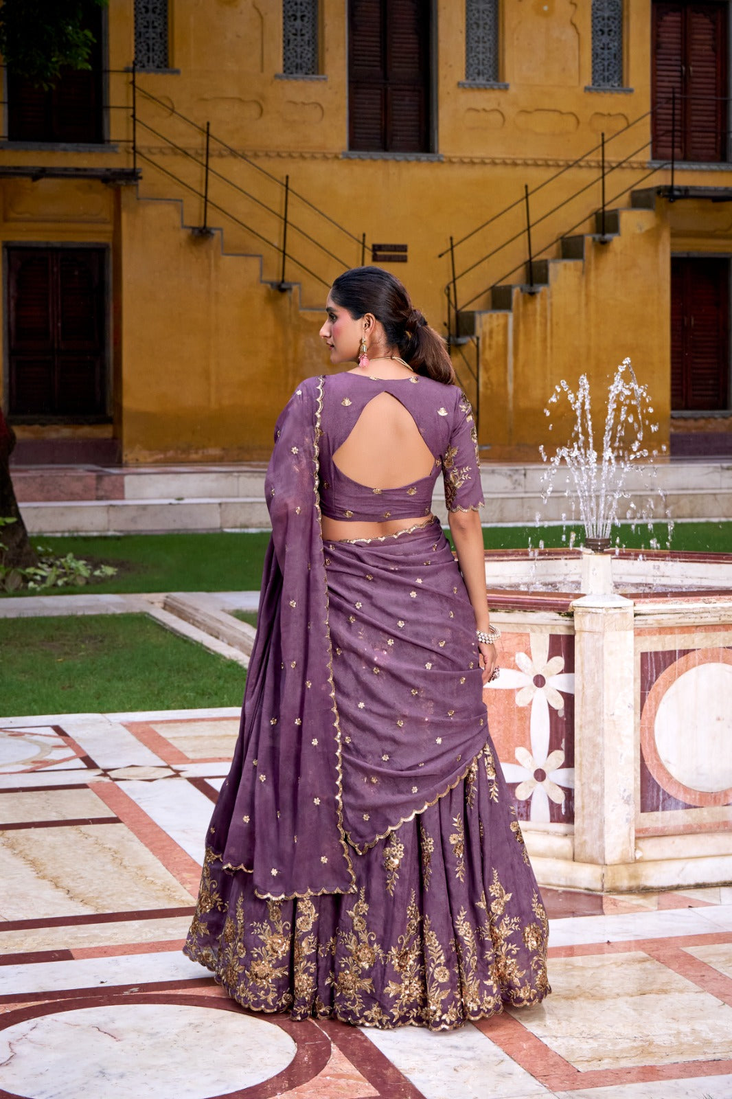 Chocolate Crush with Sequins & Thread Embroidered Work.