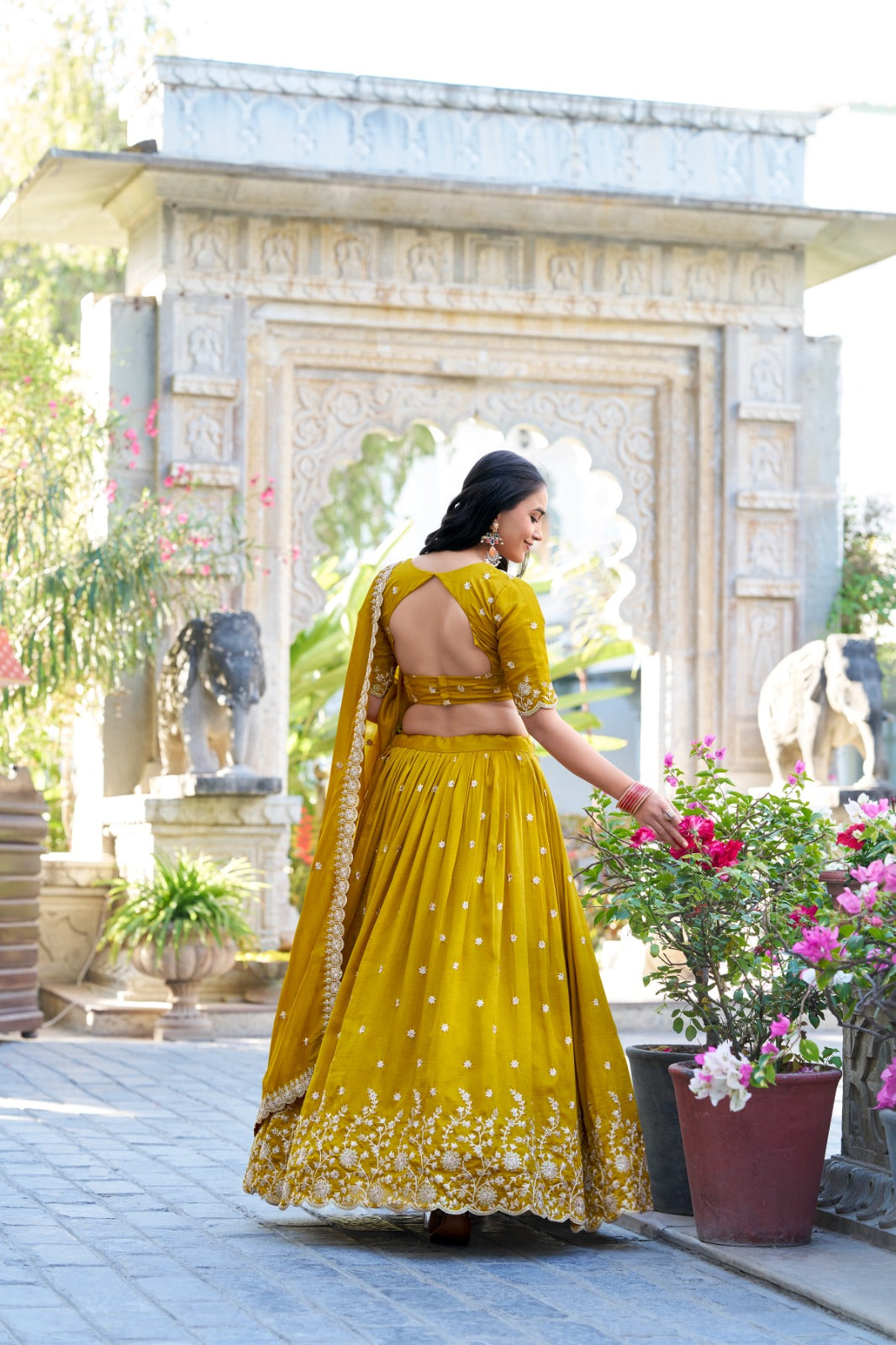 Vichitra Silk with Sequins & Thread Embroidered Work Lehenga