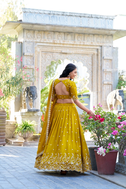 Vichitra Silk with Sequins & Thread Embroidered Work Lehenga