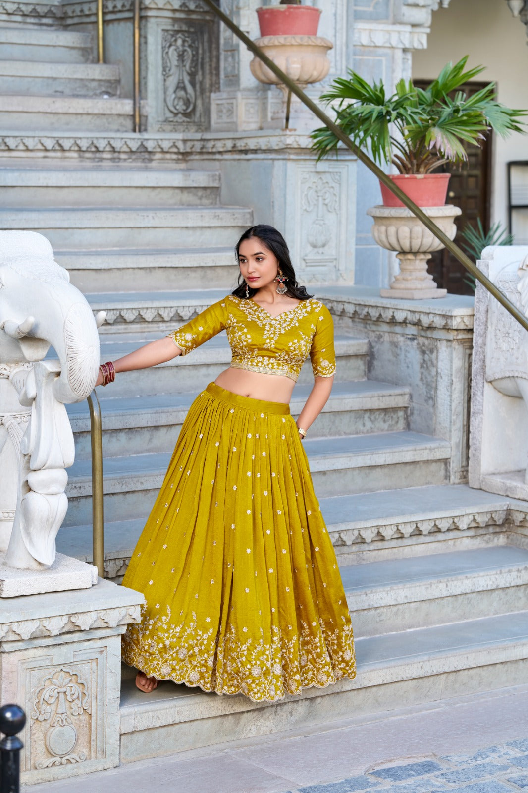 Vichitra Silk with Sequins & Thread Embroidered Work Lehenga