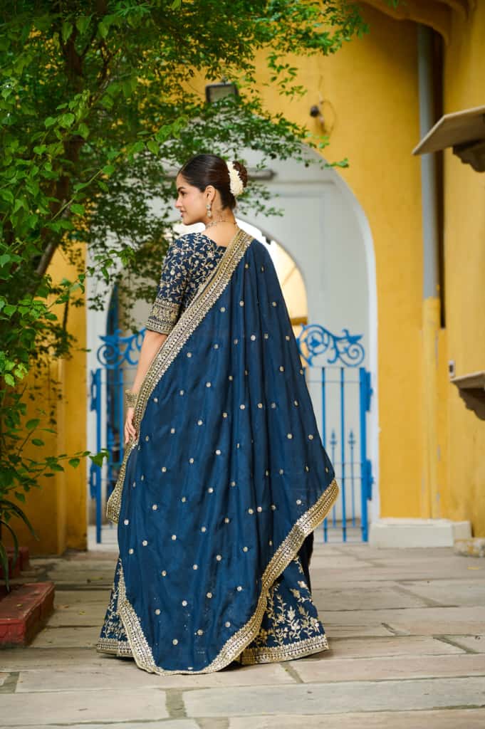 Vichitra Silk with Sequins Embroidered Work Lehenga