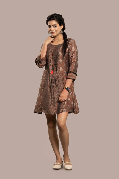 Floral Motif Frock Kurti