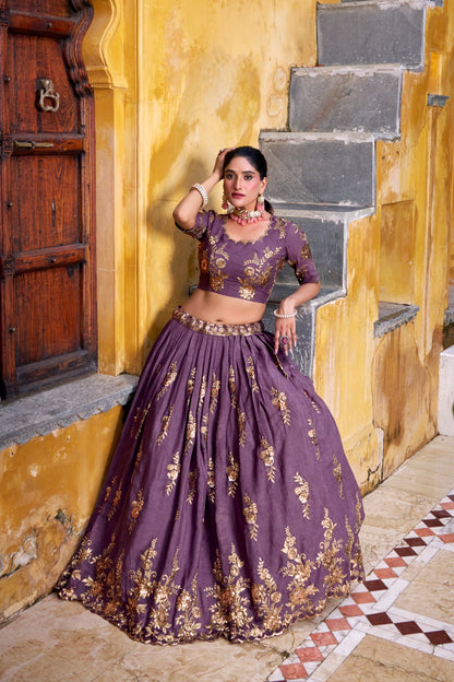 Chocolate Crush with Sequins & Thread Embroidered Work.