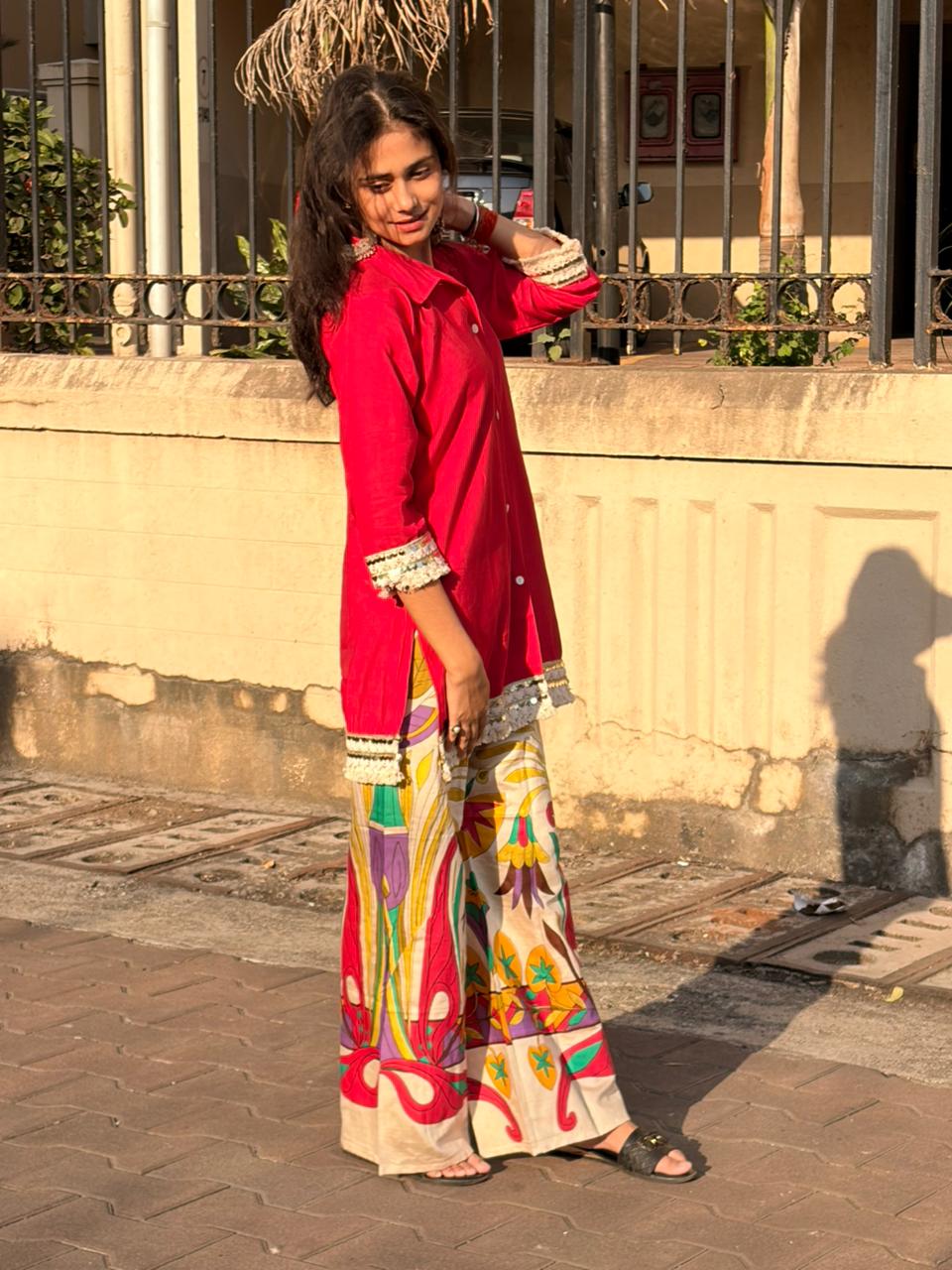 Rani Pink Cotton Matka Kurta Set with Printed Bottom