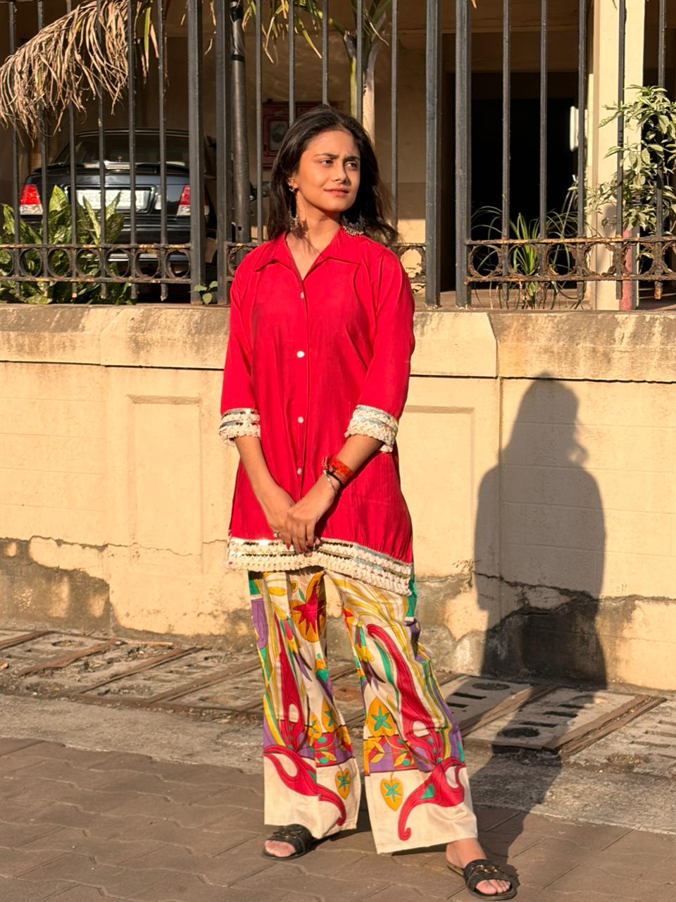 Rani Pink Cotton Matka Kurta Set with Printed Bottom